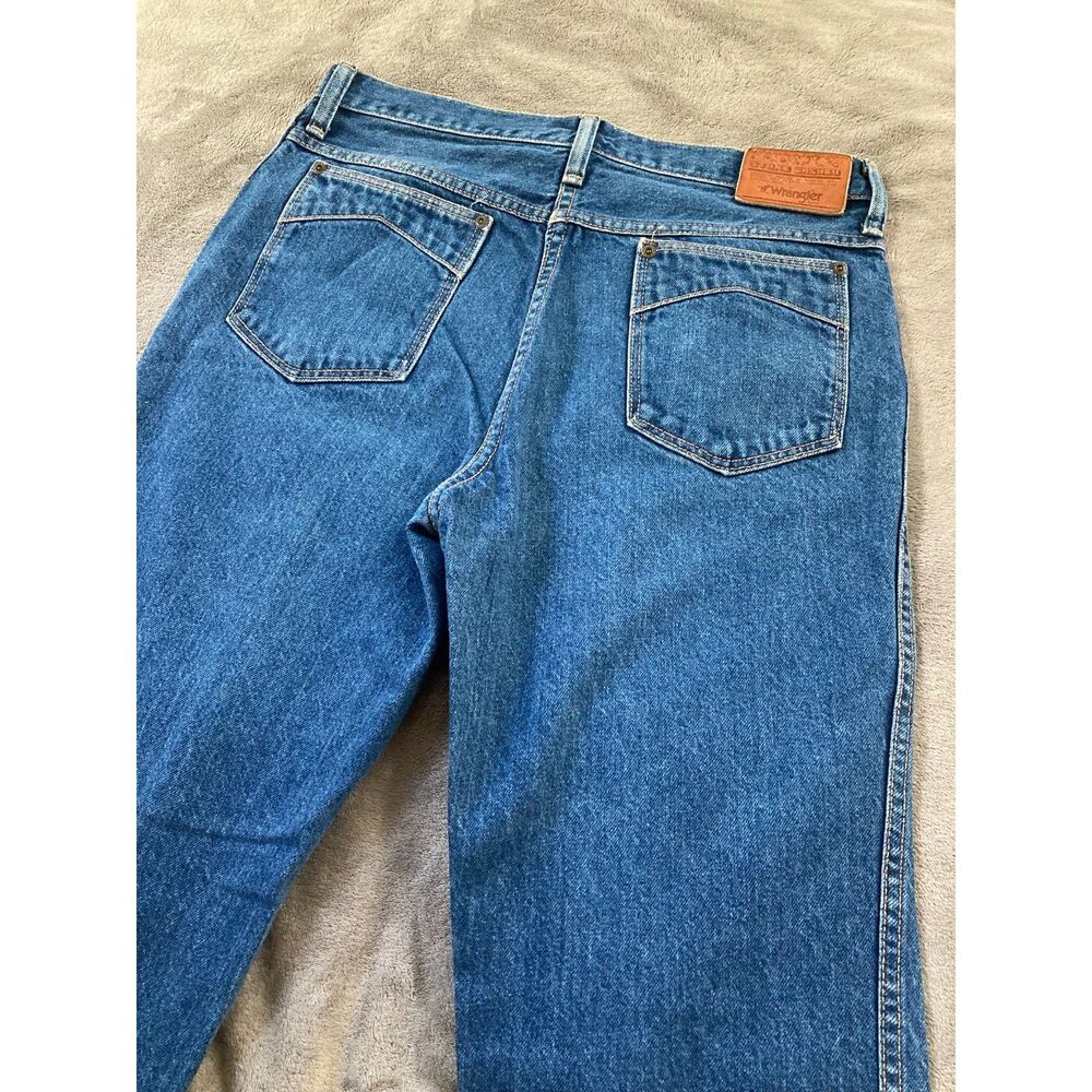 70s Vintage Wrangler USA Made Talon Zip Medium Stone Wash Leather Patch 32x30.5